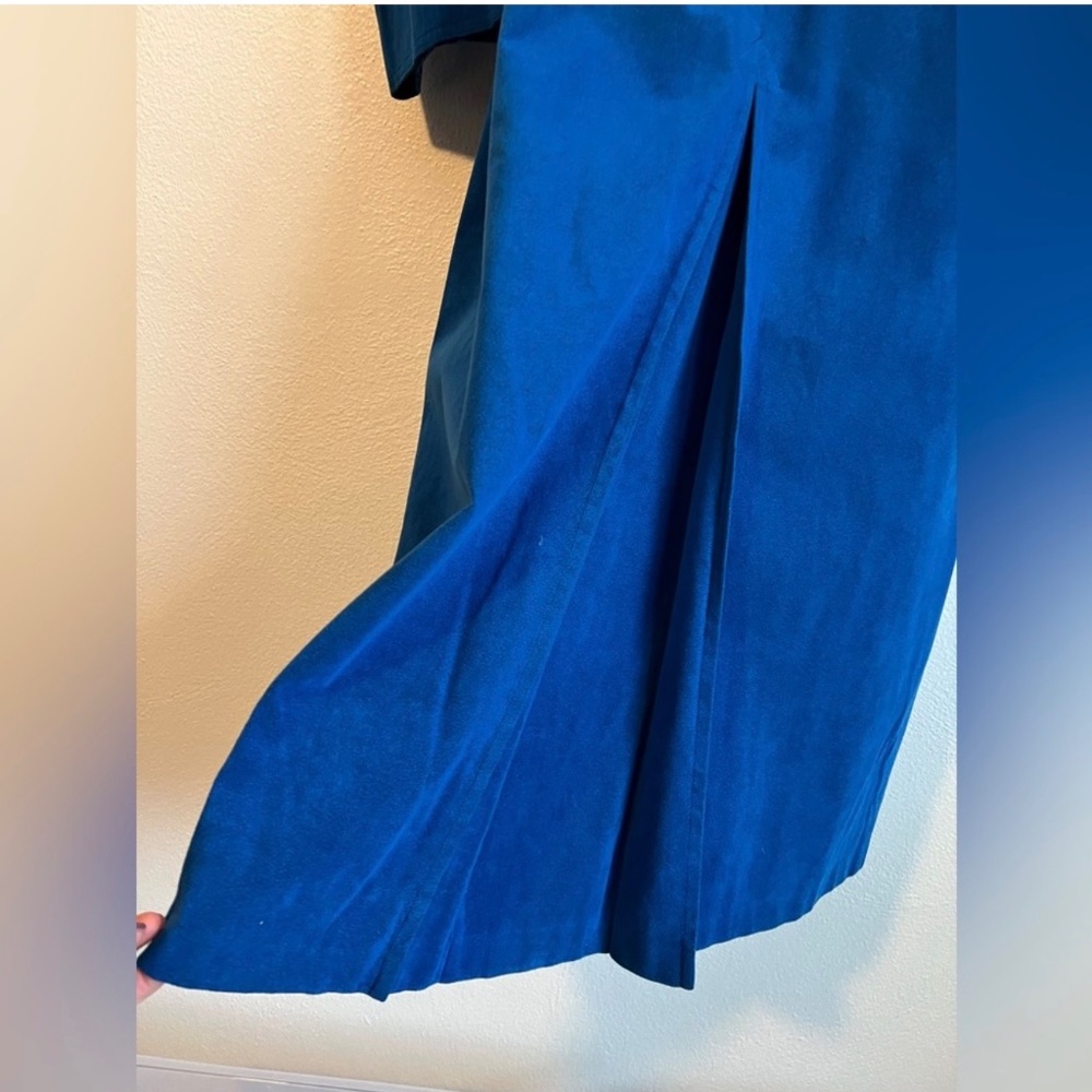 Count Romi Ultrasuede Vintage 80s Cobalt Blue Long Sleeve Trench‎ Coat Size 8 - Picture 6 of 14